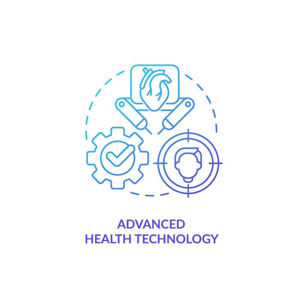 Progressive medical technology blue gradient concept icon. Competitive advantage in healthcare abstract idea thin line illustration. Isolated outline drawing vector