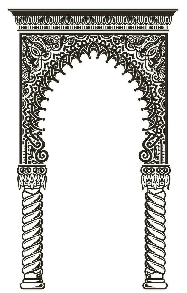 Ornamental carved arch vector