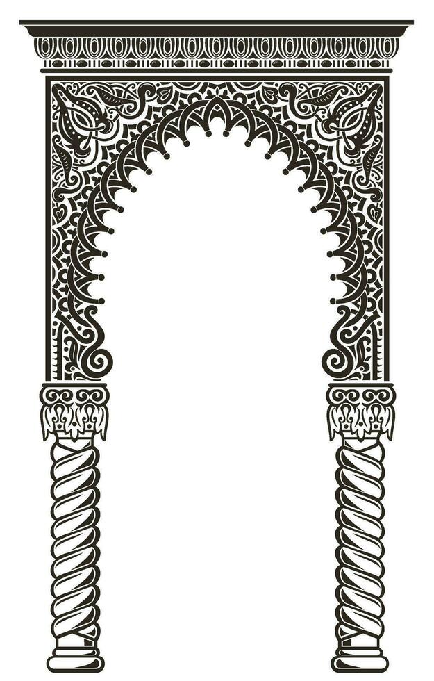 Ornamental carved arch vector