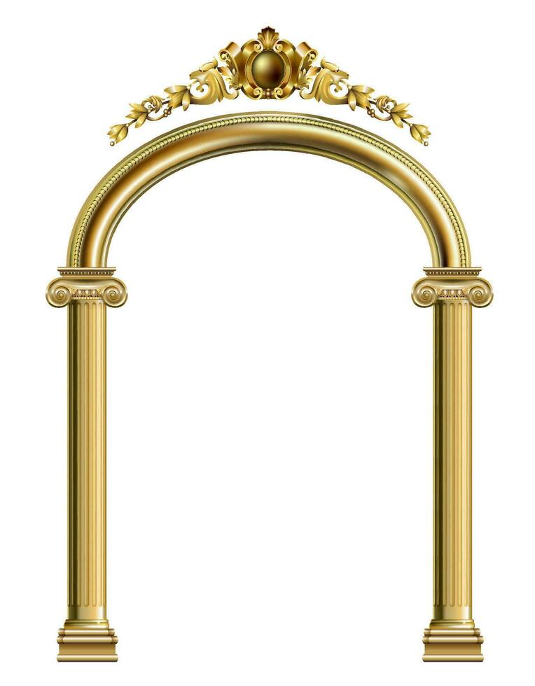 Gold classic frame with column vector