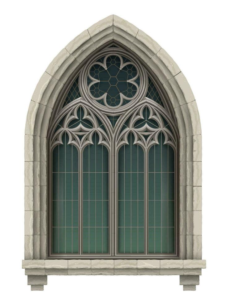 medieval gótico manchado vaso catedral ventana conjunto vector