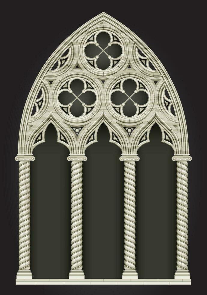 medieval gótico manchado vaso catedral ventana conjunto vector