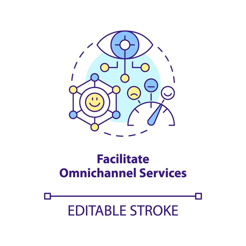 Facilitate omnichannel services concept icon. Improve customers experience abstract idea thin line illustration. Isolated outline drawing. Editable stroke vector