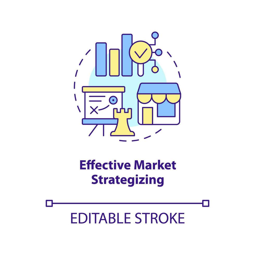 Effective market strategizing concept icon. Development business strategy. Marketing abstract idea thin line illustration. Isolated outline drawing. Editable stroke vector