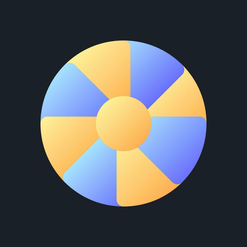 Hue color flat gradient fill ui icon for dark theme. Palette wheel. Video correcting tool. Pixel perfect color pictogram. GUI, UX design on black space. Vector isolated RGB illustration