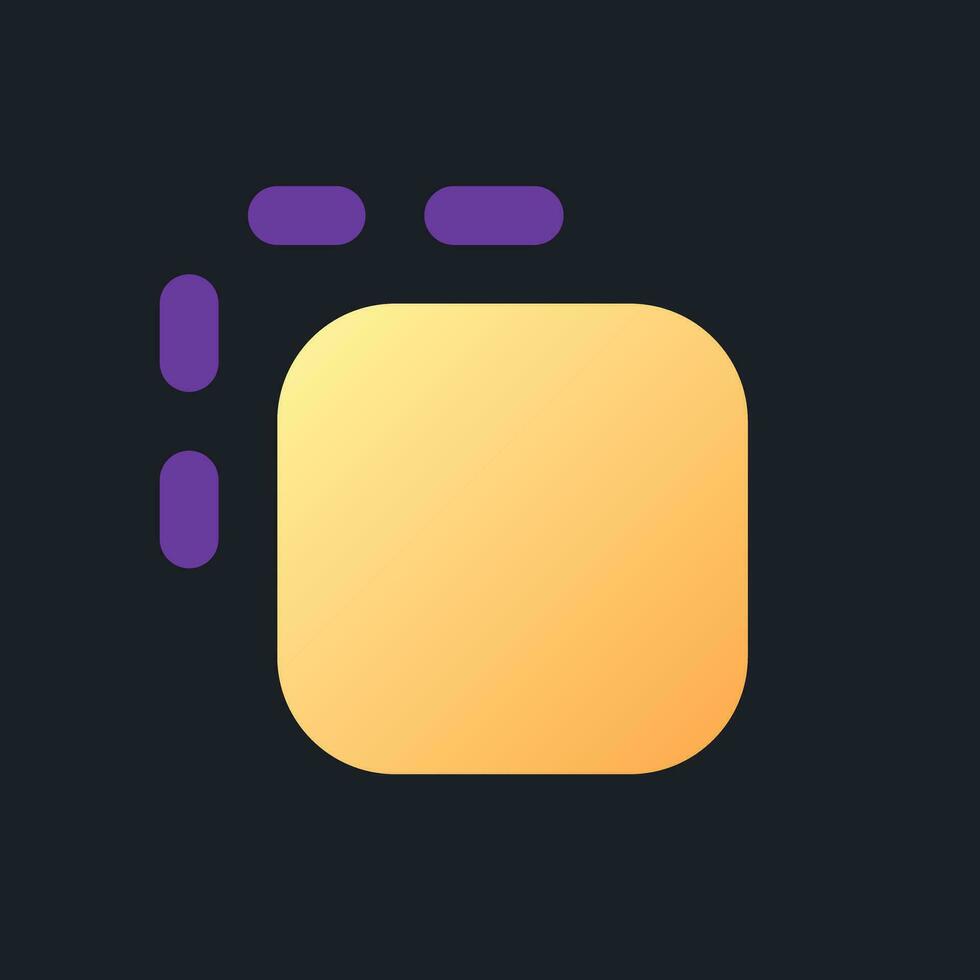 Dissolve flat gradient fill ui icon for dark theme. Editing transition. Post-production process. Pixel perfect color pictogram. GUI, UX design on black space. Vector isolated RGB illustration