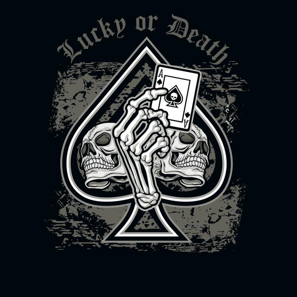 ace of spades with skull, grunge vintage design t shirts