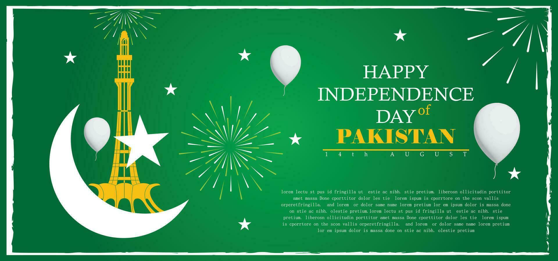 Pakistan independence day design with minar e pakistan monumunt vector