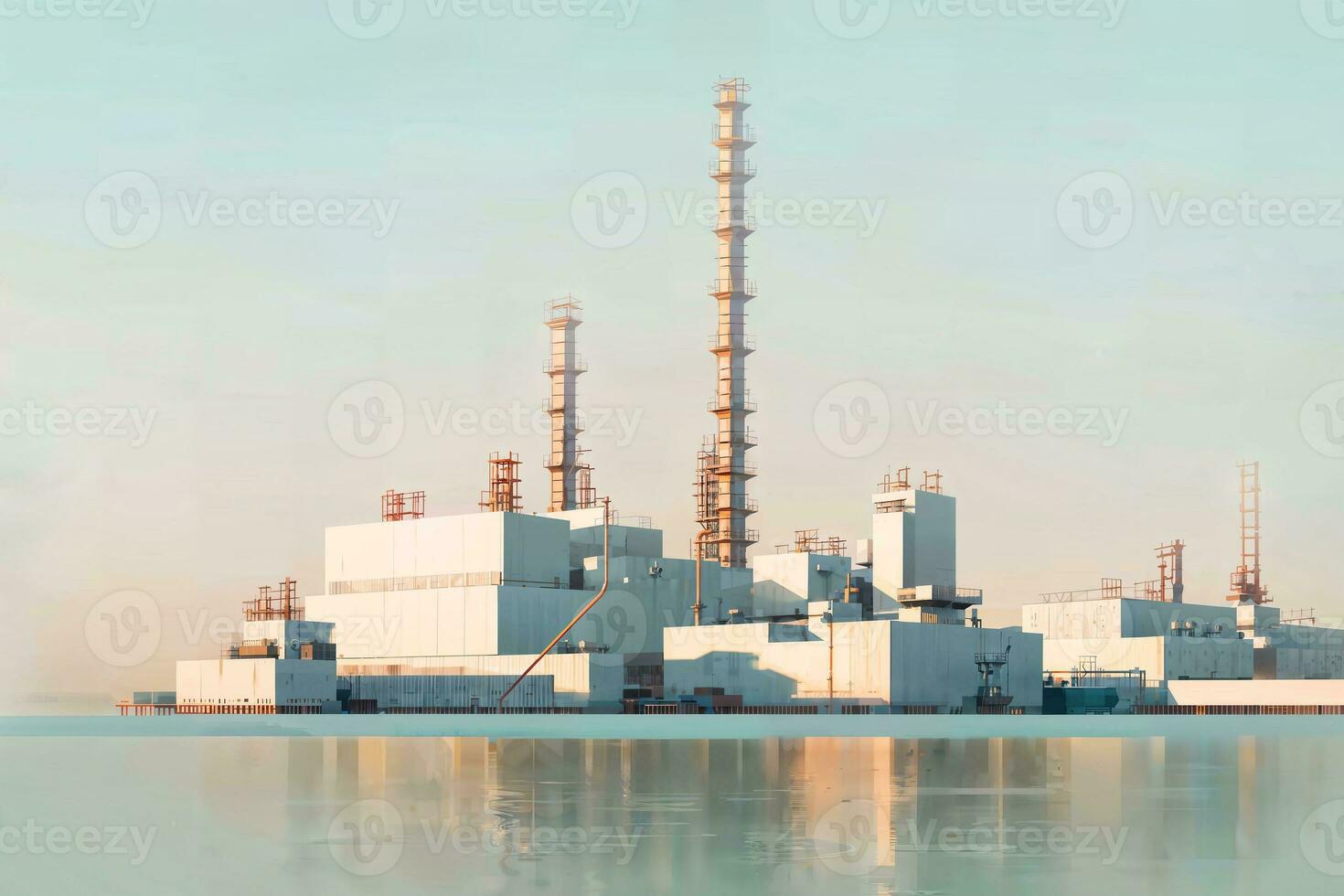 illustration digital painting of mega big factory, generative AI photo