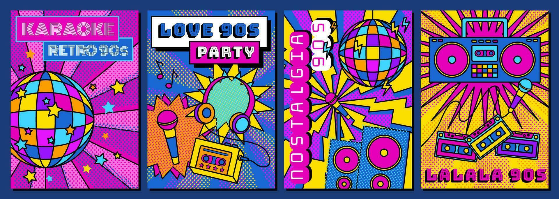 Karaoke Poster Vector. Club Background. Mic Design. Karaoke Disco