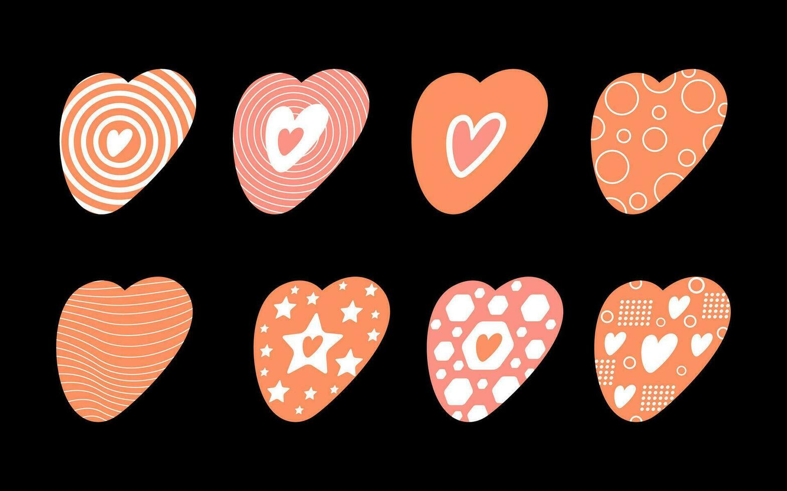 conjunto de corazón pegatina, amor símbolo para social redes dibujos animados plano vector ilustraciones