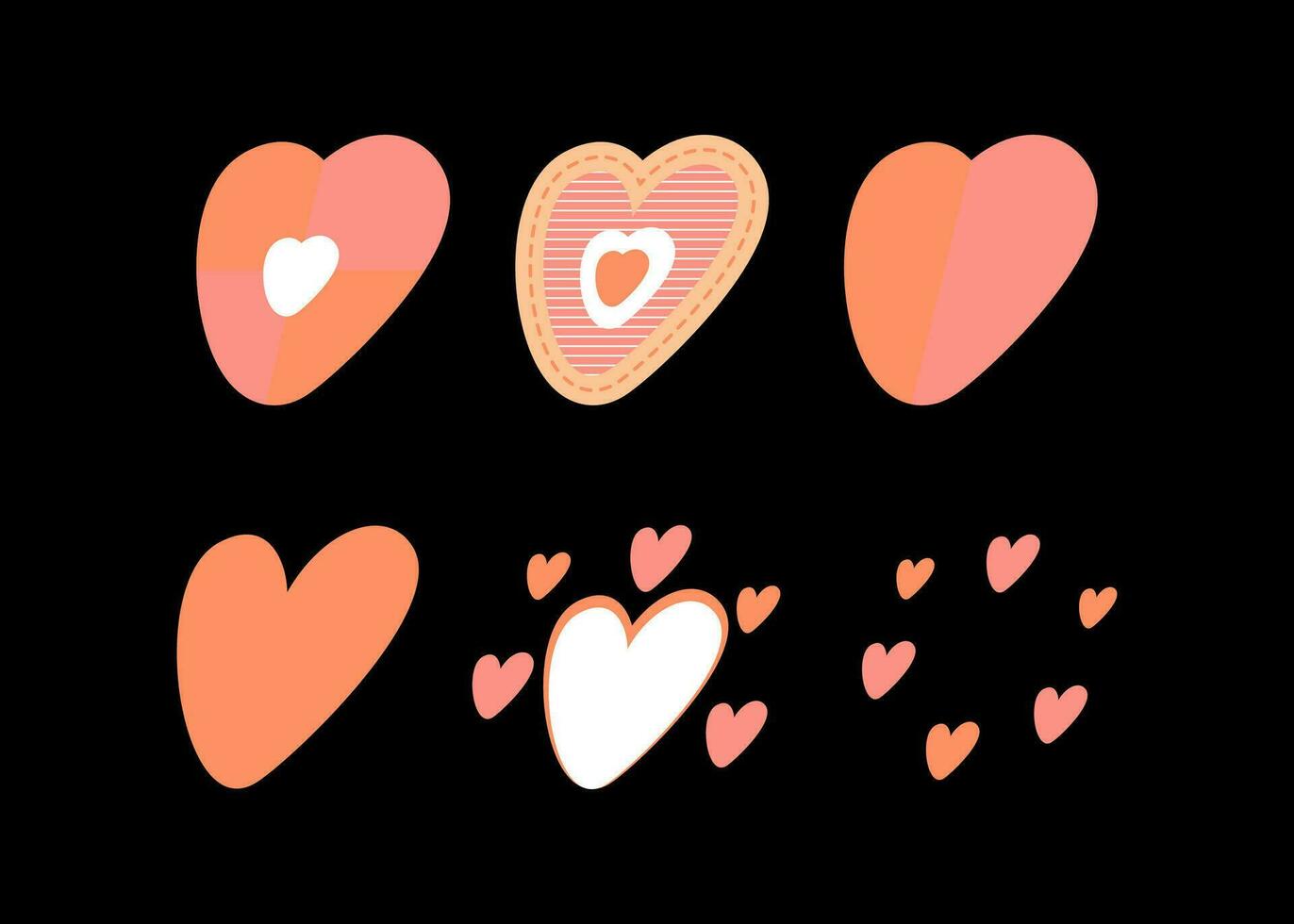 Set of heart sticker, love symbol for social networks. Cartoon flat vector illustrations