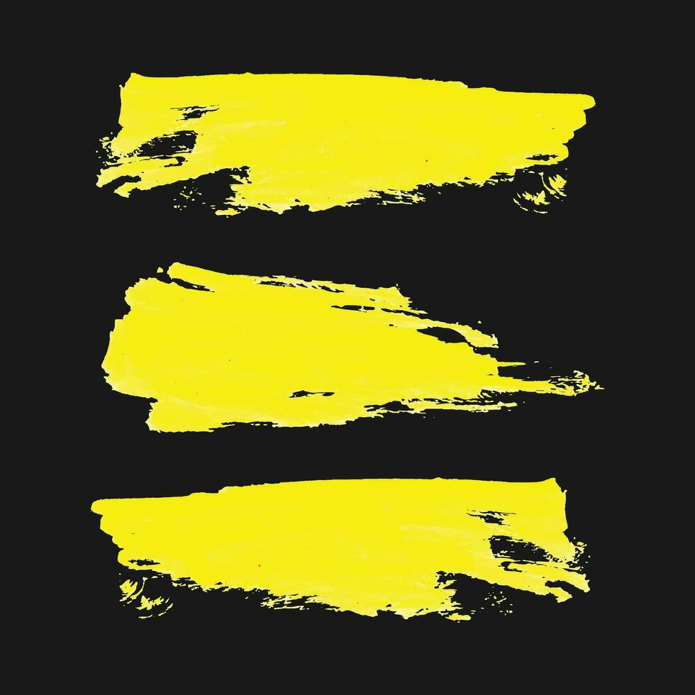 Grunge yellow brush strokes, Collection of brush strokes vector, yellow brushes grunge texture splash vector illustration
