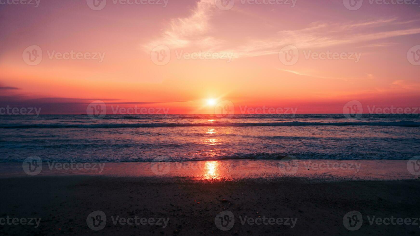 Beautiful sunset tropical summer beach landscape background. photo