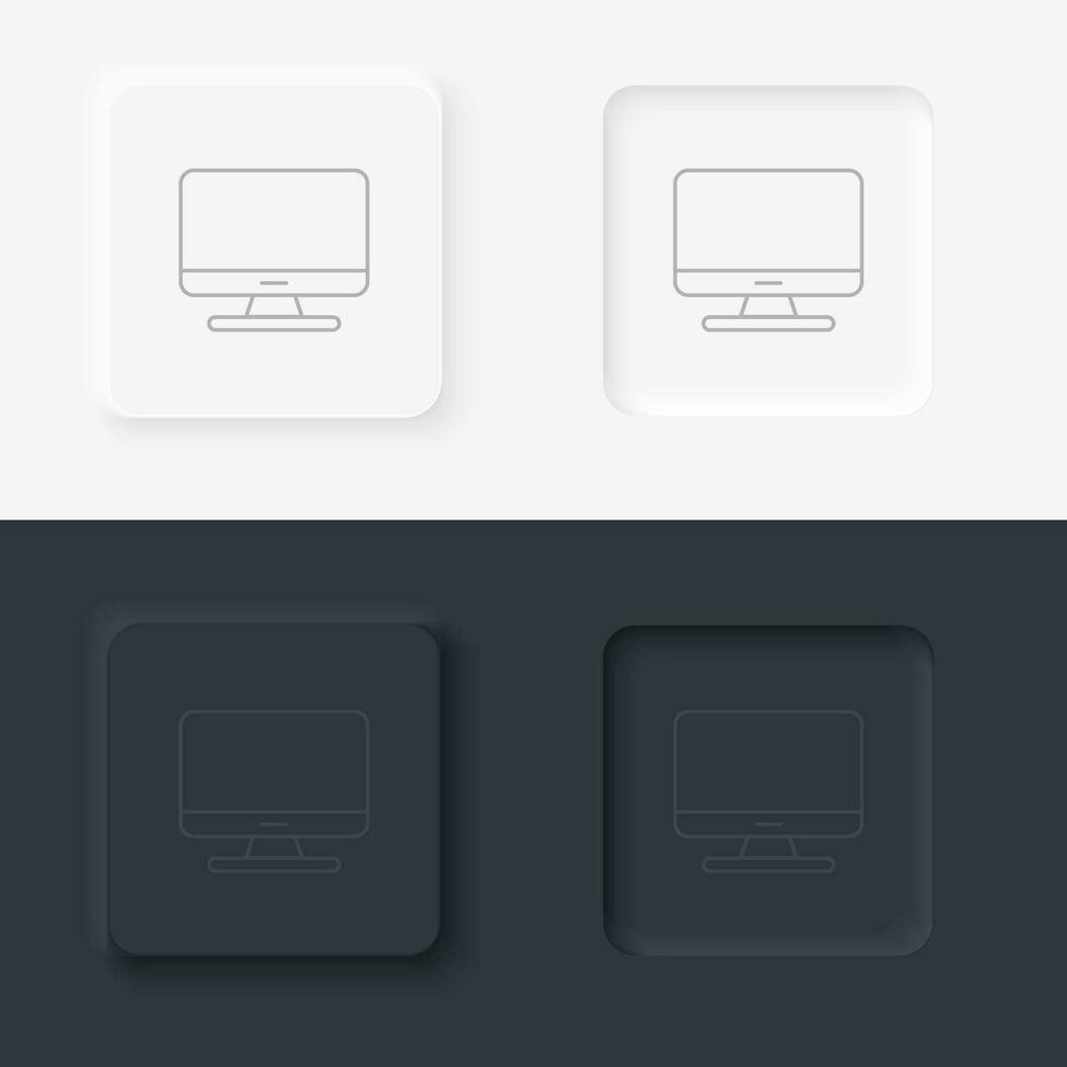 Computer, desktop, neumorphic style button vector