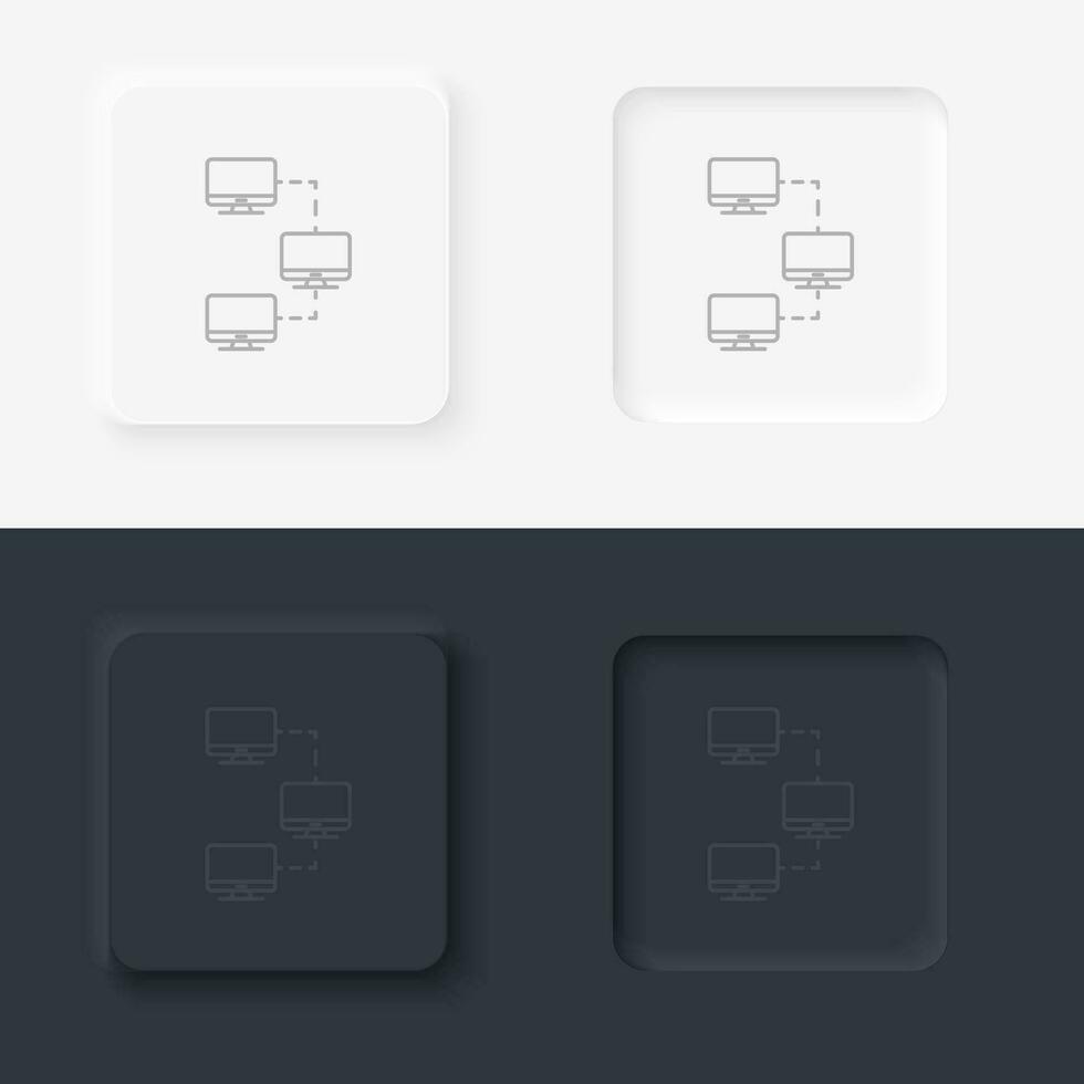 Computer, lan, neumorphic style button vector
