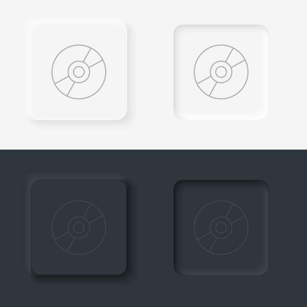 Disk, neumorphic style button vector