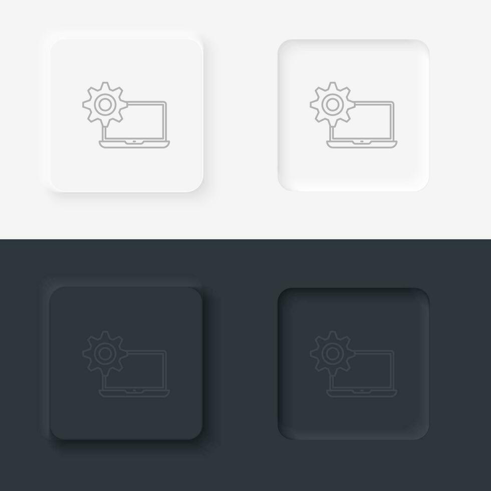 Computer, service, neumorphic style button vector