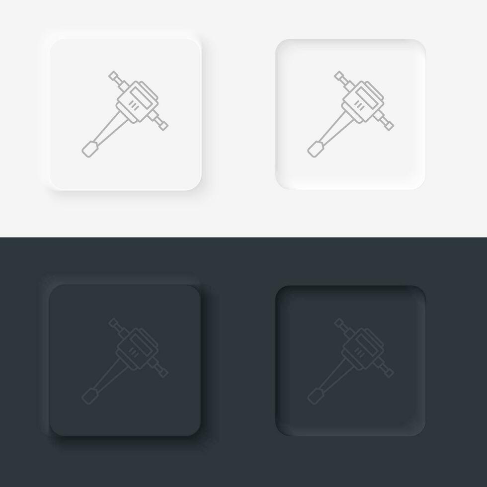 jack hammer, building, neumorphic style button vector