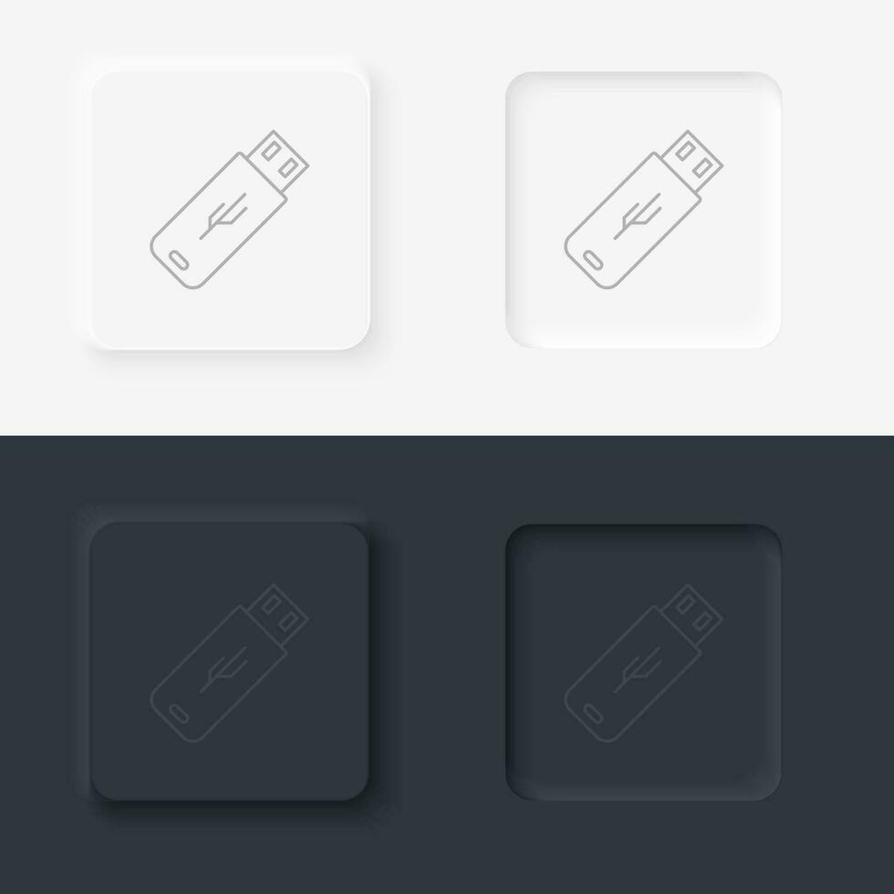 Cable, connector, neumorphic style button vector