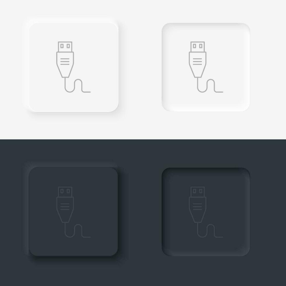 Usb, neumorphic style button vector
