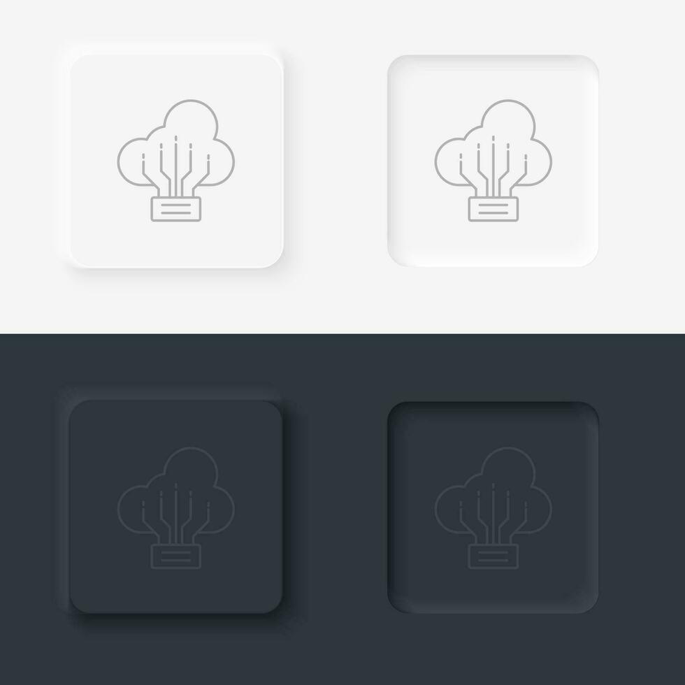 Backup, cloud, neumorphic style button vector