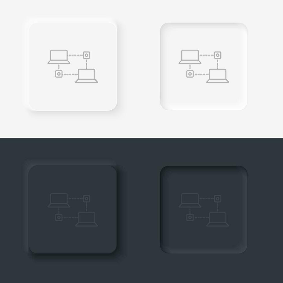 Database, network, neumorphic style button vector