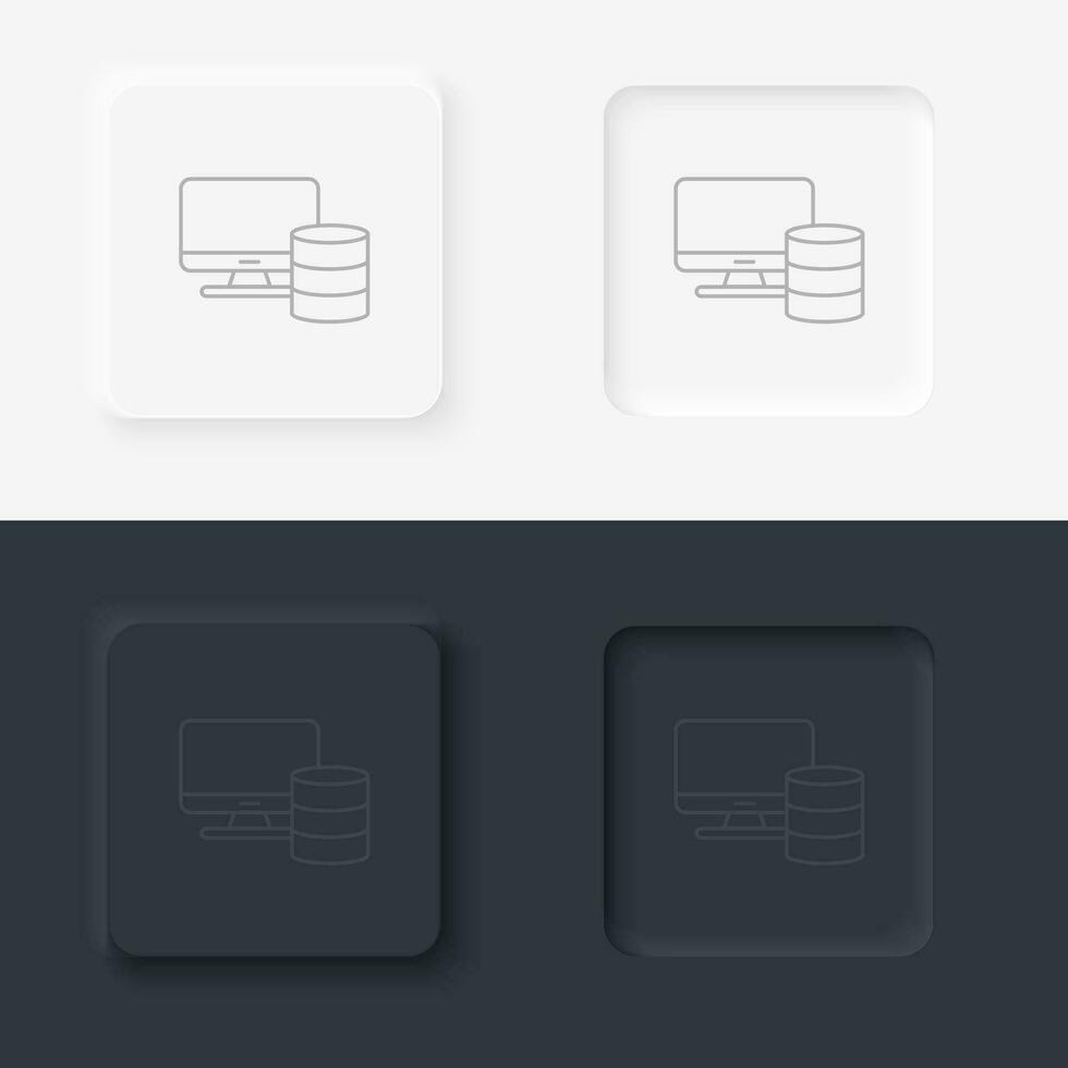 Memory, computer, neumorphic style button vector