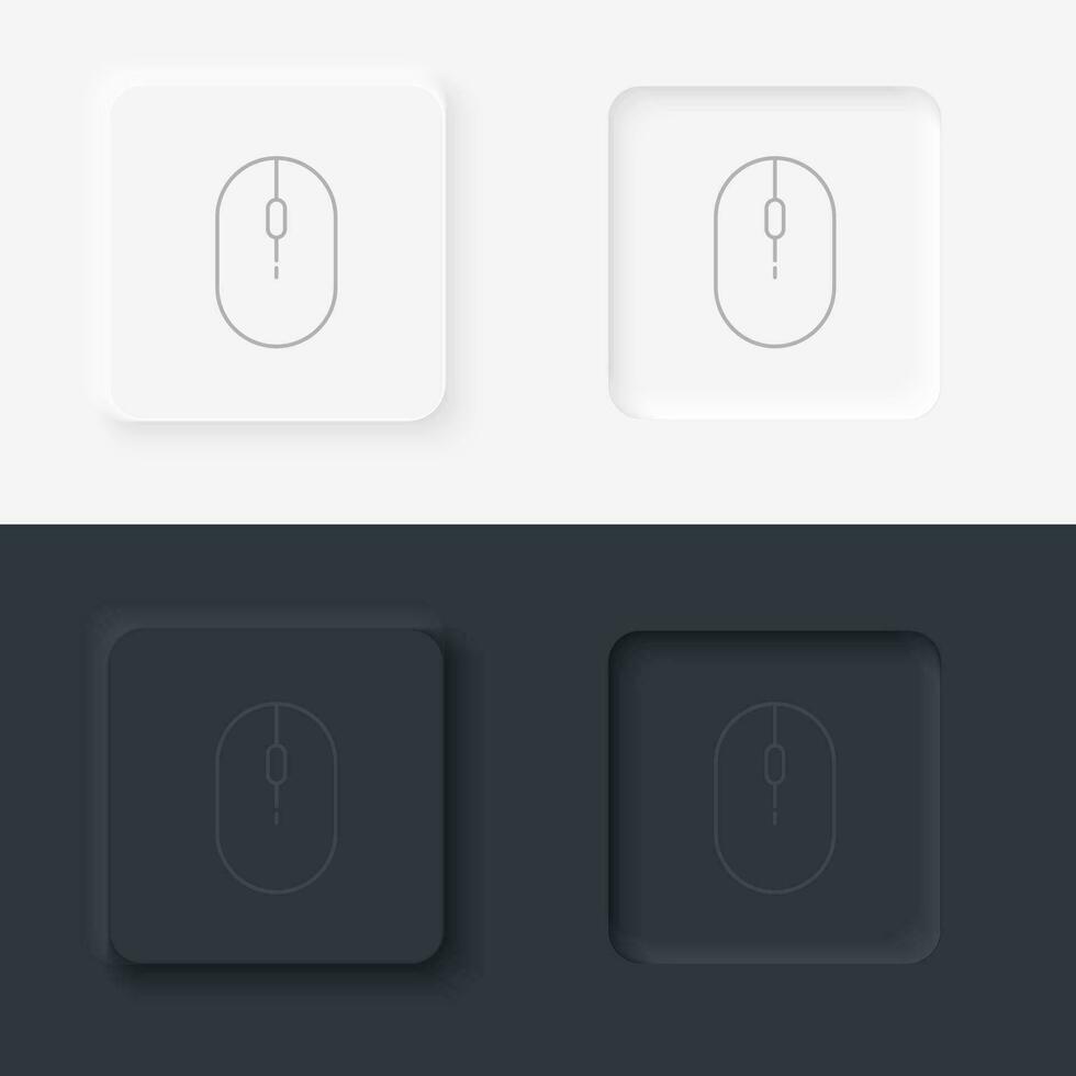 Click, hardware, mouse, neumorphic style button vector