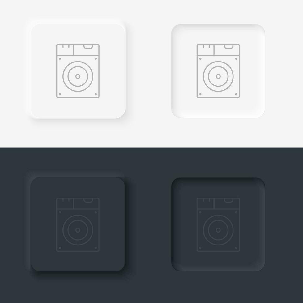 Disk, drive, neumorphic style button vector