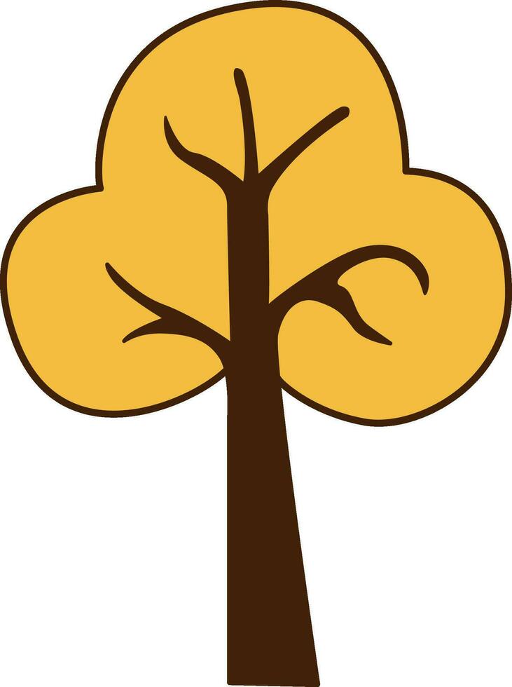 Vector fall season, gold leaves tree icon. Vector yellow tree icon.