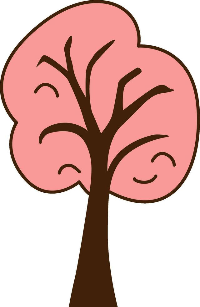 Vector spring tree, japanese sakura icon. Vector pink tree with pink crown icon.