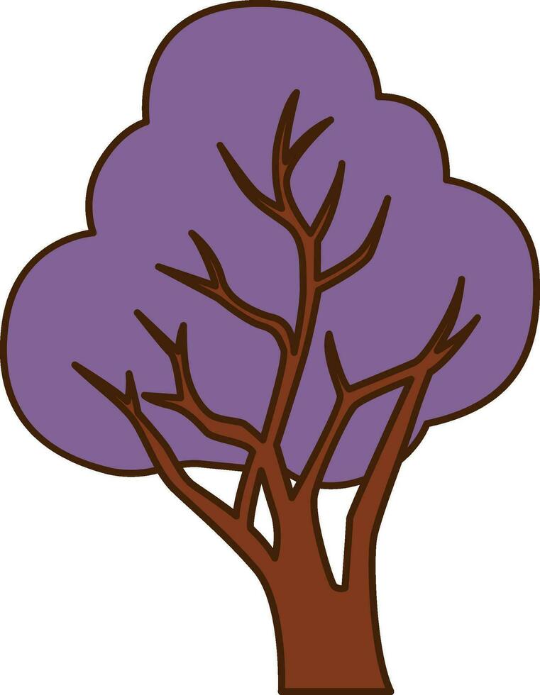 Vector beautiful blooming Jacaranda tree icon. Vector big tree with purple color leaves icon.