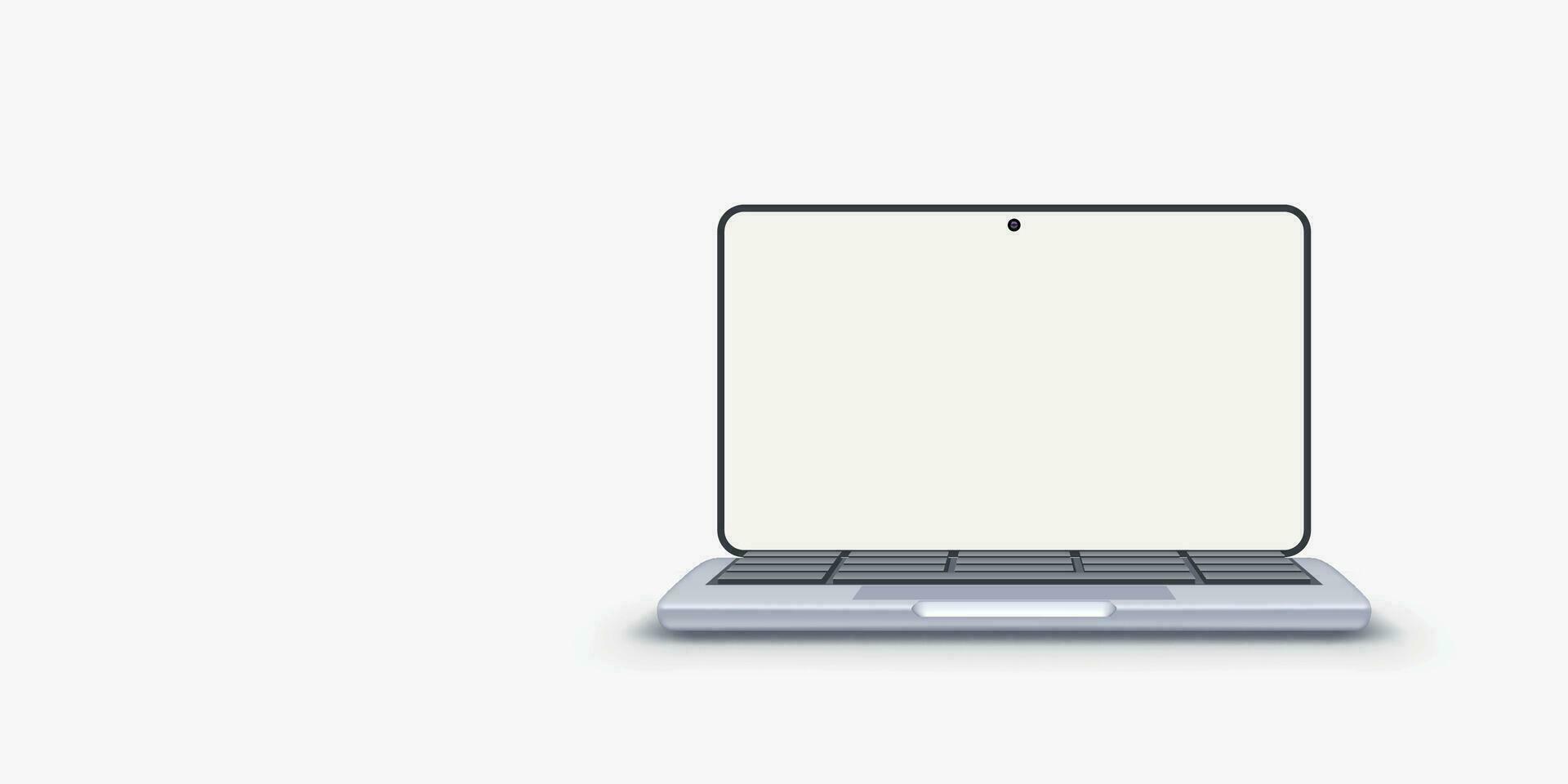 new open laptop front view on white vector