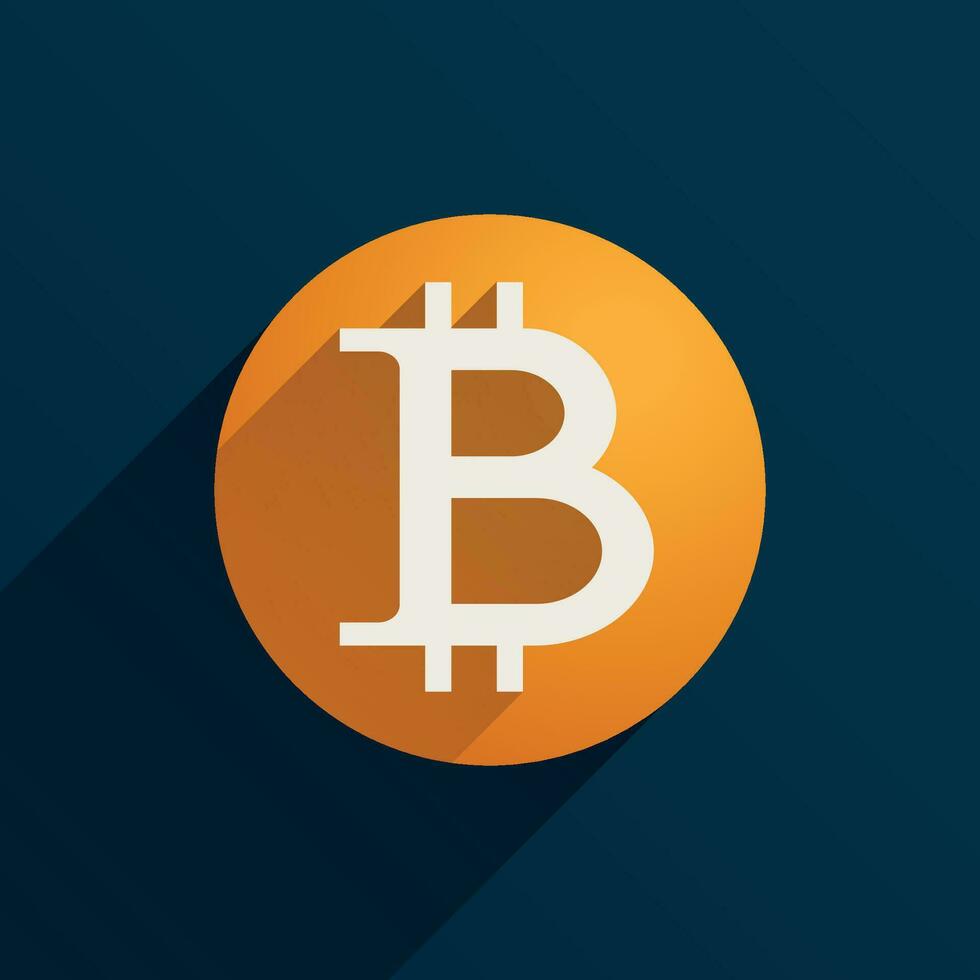 bitcoin simple design icon on blue back vector