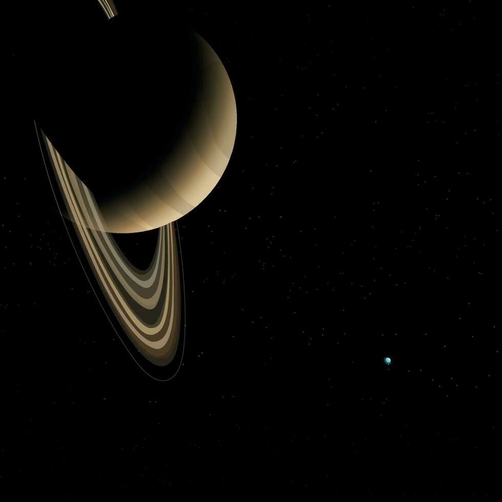 gas giant with rings on dark space vector