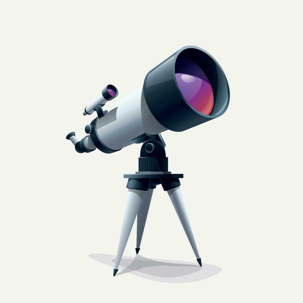 space telescope on tripod on white back vector