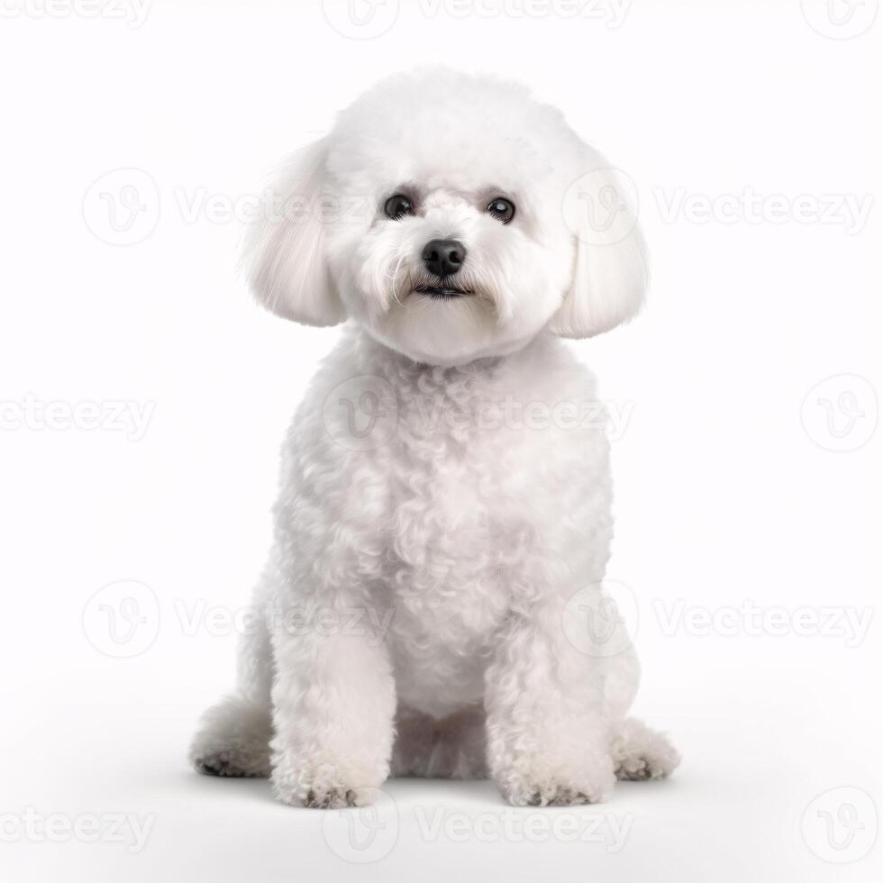 Bichon frise breed dog isolated on a clear white background photo