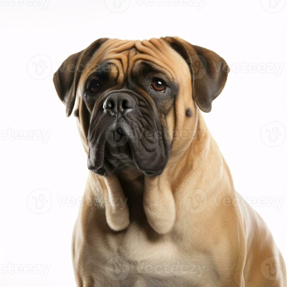 Bullmastiff breed dog isolated on a clear white background photo