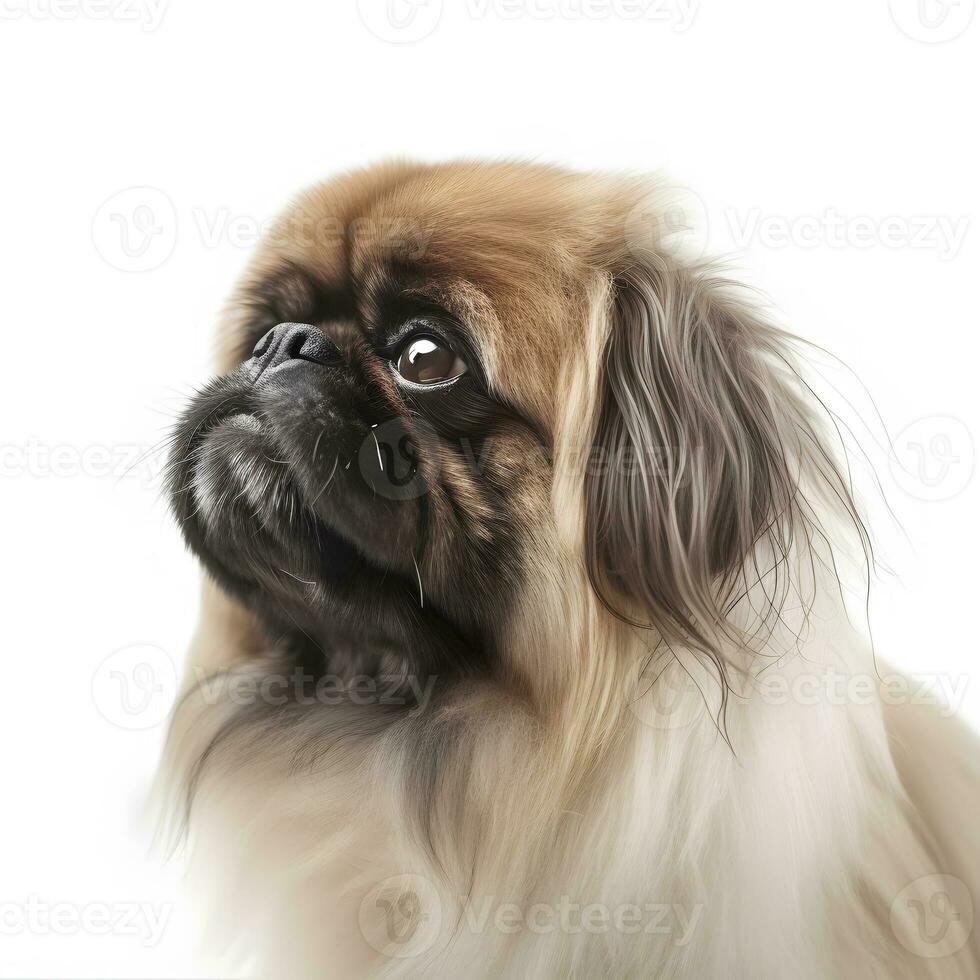 Pekingese breed dog isolated on a bright white background photo