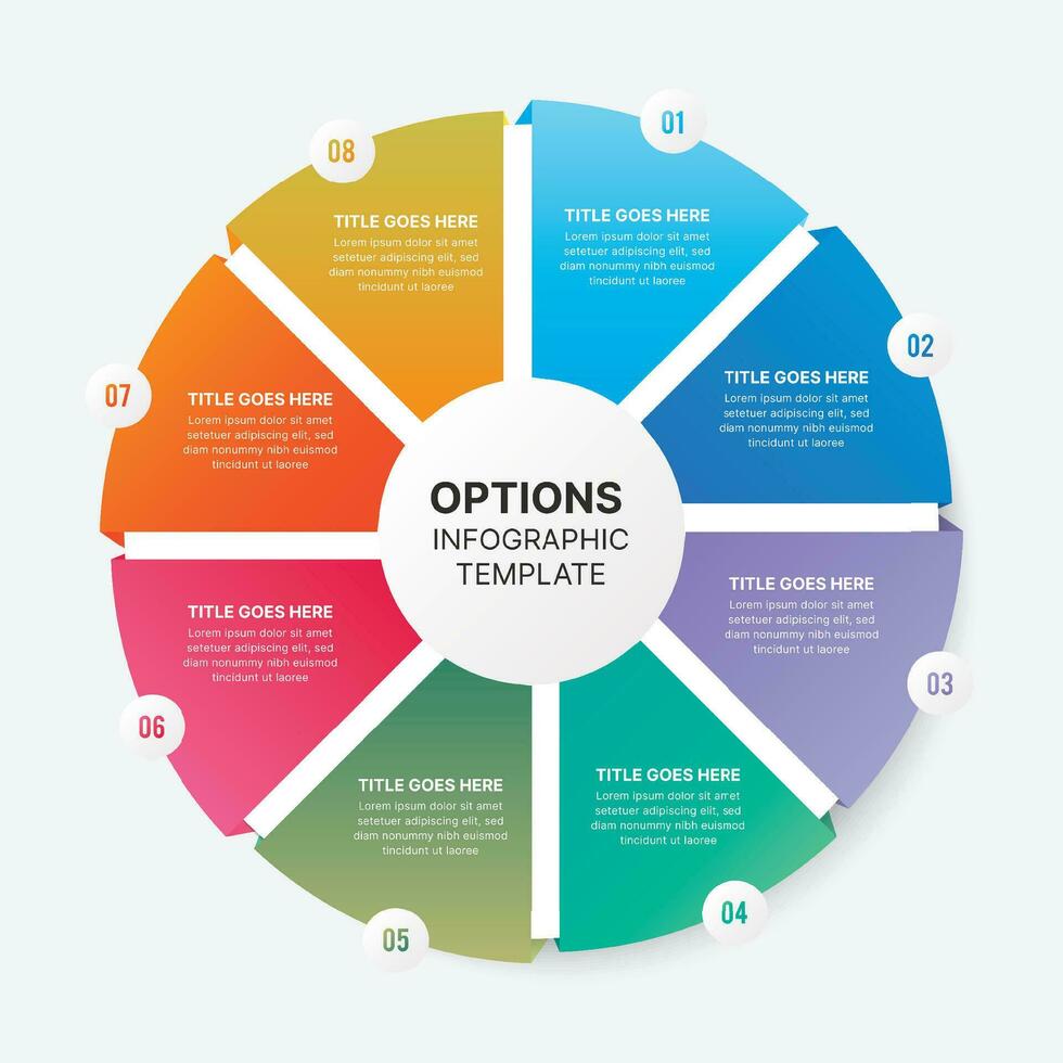 Circle Round Business Infographic Design Template with 8 Options vector