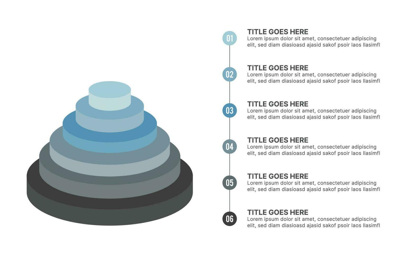 3d bloques jerarquía infografía modelo diseño con 6 6 capas vector