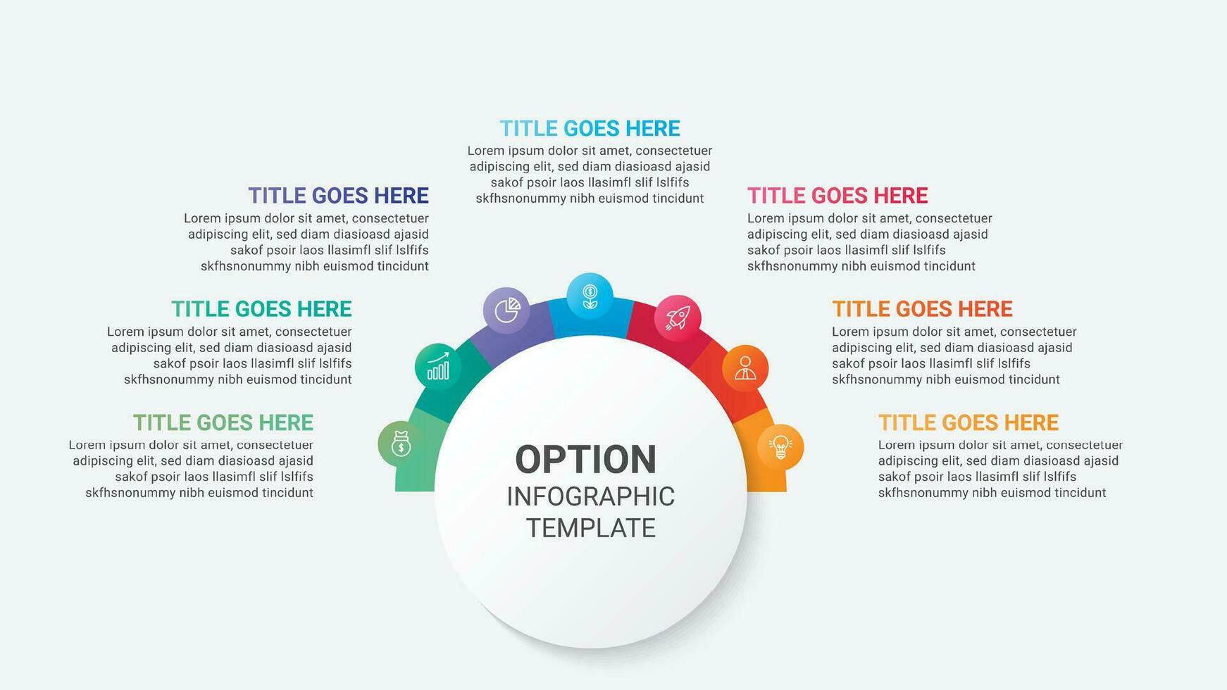 Seven Options, Weekly Timeline Circle Infographic Template Design vector