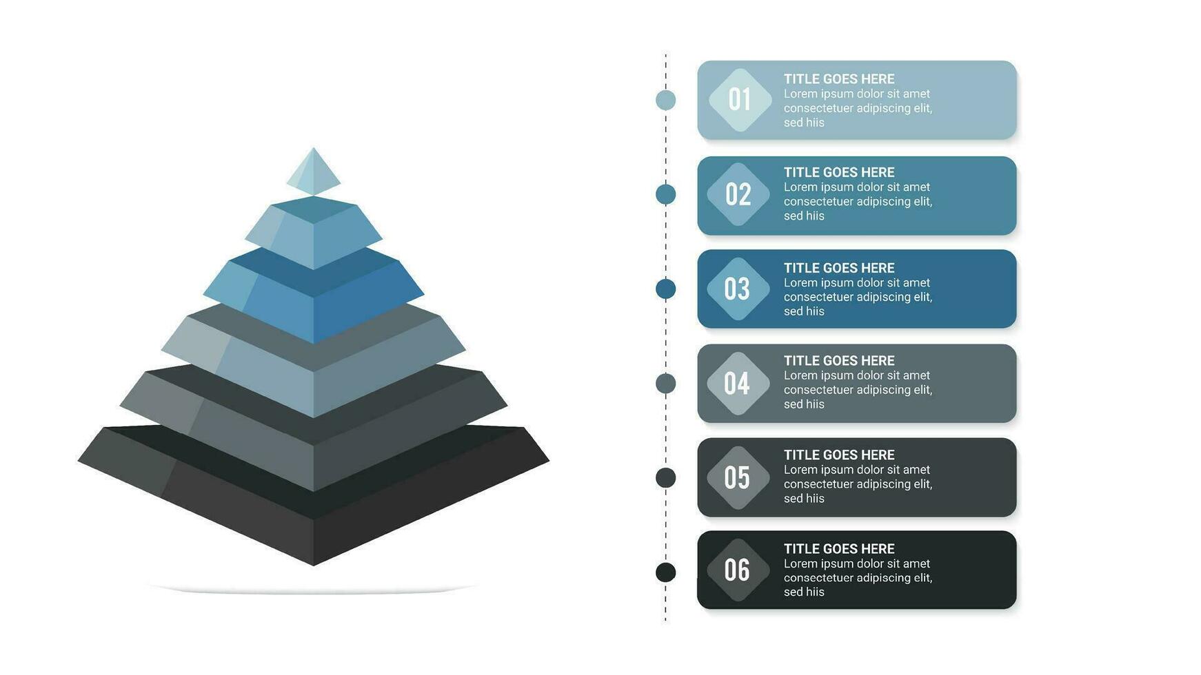 3D Pyramid Hierarchy Infographic Template Design with 6 Layers vector