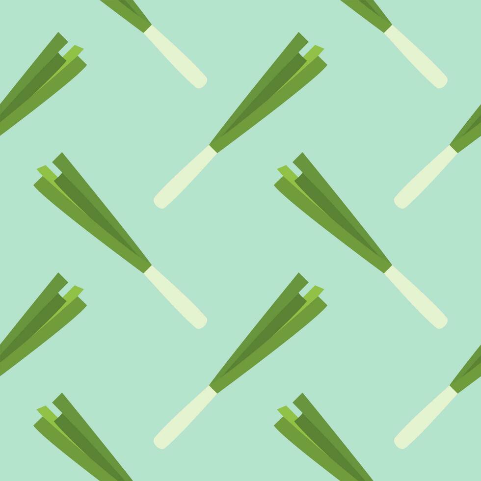 scallion seamless pattern vector illustration. Basil and spring onion pattern design or background