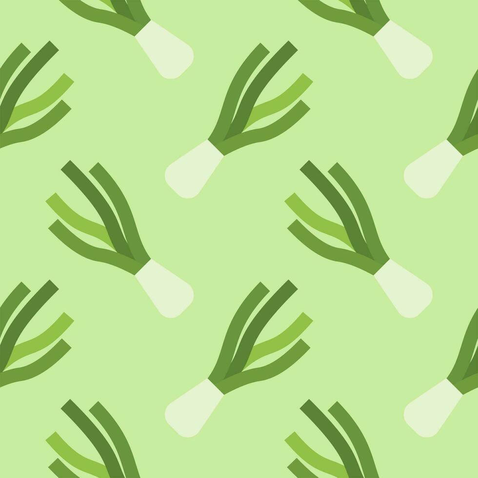 scallion seamless pattern vector illustration. Basil and spring onion pattern design or background