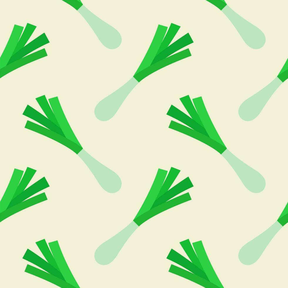 scallion seamless pattern vector illustration. Basil and spring onion pattern design or background