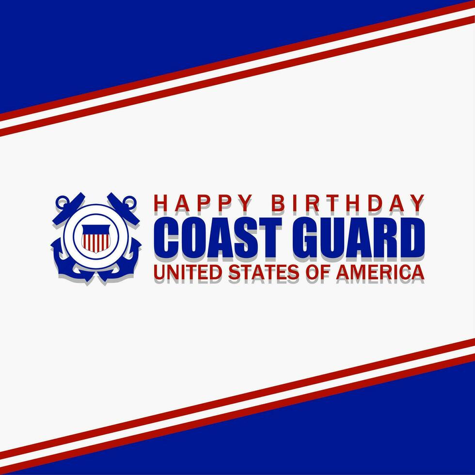 Coast Guard birthday template and symbol. Vector illustration. Suitable for Poster, Banners, background and greeting card.