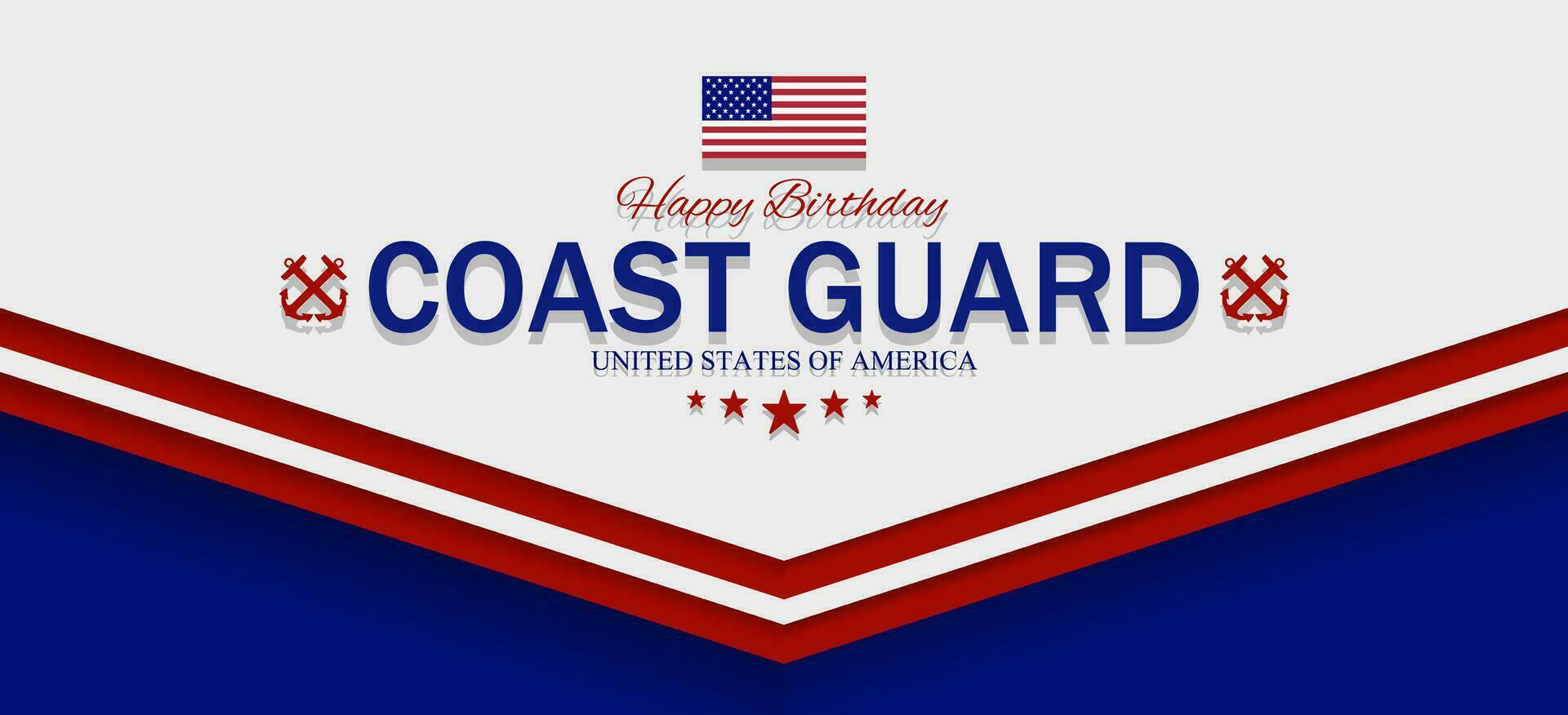 Coast Guard birthday template and symbol. Vector illustration. Suitable for Poster, Banners, background and greeting card.