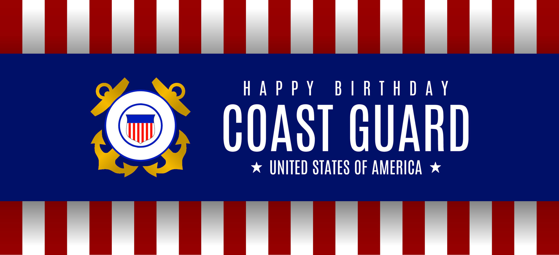 Coast Guard birthday template and symbol. Vector illustration. Suitable